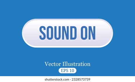 White Button For A Site. On A Blue Background, Sound On Button,