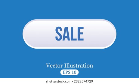 White Button For A Site. On A Blue Background, Sale Button,