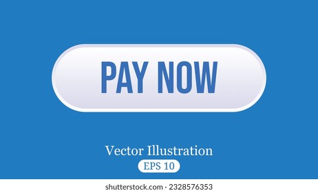 White Button For A Site. On A Blue Background, Pay Now Button,