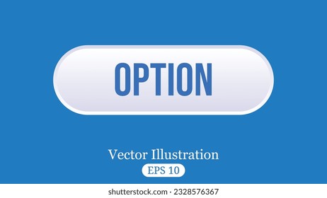 White Button For A Site. On A Blue Background, Option Button,
