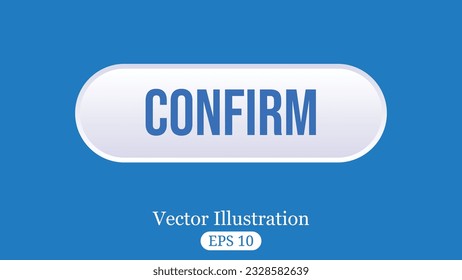 White Button For A Site. On A Blue Background, Confirm Button, 