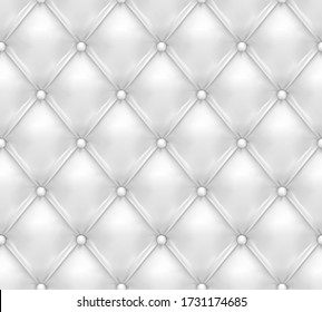 White buttoned leather upholstery background - eps10 vector. Realistic capiton texture background