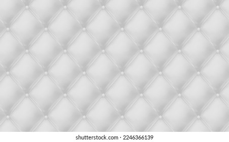 White buttoned leather upholstery background - eps10 vector. Realistic capiton texture background