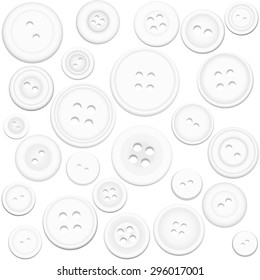 White buttons collection - isolated vector illustration on white background.