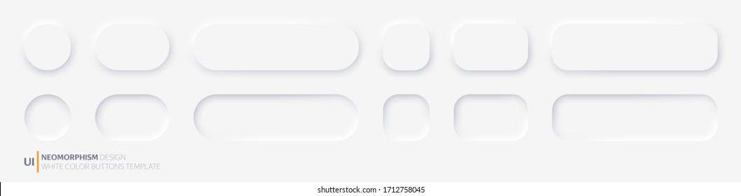 White buttons in Neomorphism design style. Vector illustration EPS 10	