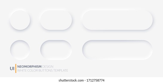 Белые кнопки в стиле дизайна Neomorphism. Векторная иллюстрация EPS 10	