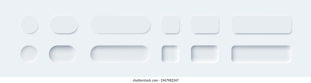 White buttons in Neomorphism design style. Vector illustration EPS 10