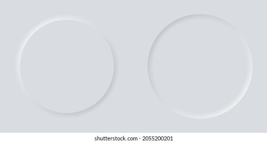 White buttons in neomorphism design style with shadow. 3d ui button collection for navigation in apps. neomorphic trendy designs element isolated on background. Vector illustration.
