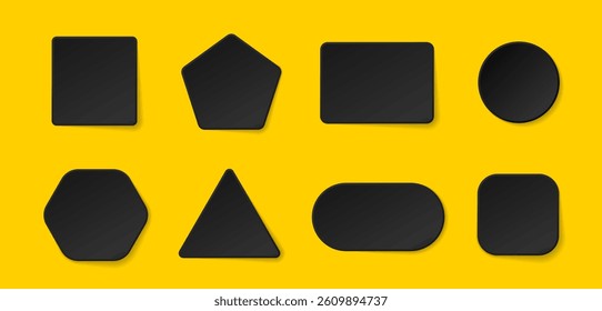 White buttons in Neomorphism design style. Paper or plastic realistic 3d shape collection. Set of interface elements.