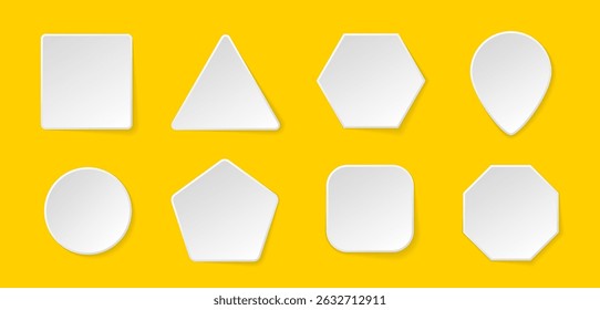 Botones blancos en estilo de diseño de neomorfismo. Colección realista de la forma 3d del papel o del plástico. Conjunto de Elementos de interfaz.