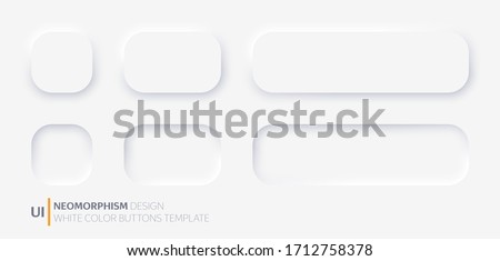 White buttons in Neomorphism design style. Vector illustration EPS 10	