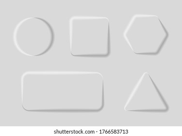 White buttons in neomorphism style. Editable Vector EPS10