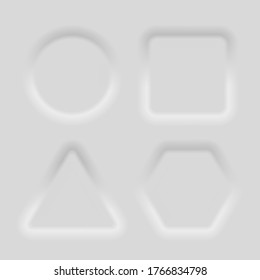 White buttons in neomorphism style. Vector EPS10