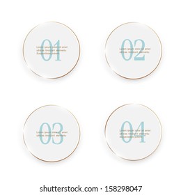 White buttons - number options banners. Vector design template 