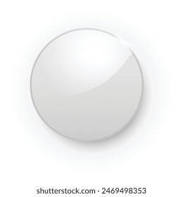 Diseño 3D de botón blanco con fondo blanco.