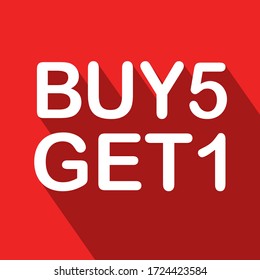 White buy 5  get1 on red background