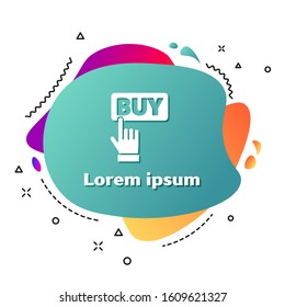 White Buy button icon isolated on white background. Abstract banner with liquid shapes. Vector Illustration