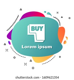 White Buy button icon isolated on white background. Abstract banner with liquid shapes. Vector Illustration