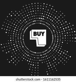 White Buy button icon isolated on grey background. Abstract circle random dots. Vector Illustration