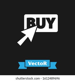 White Buy button icon isolated on black background.  Vector Illustration