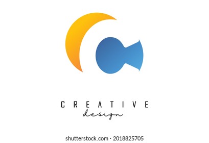 White C letter design logotype concept with colorblock circles vector illustration. Geometric logo with letter C and circles.