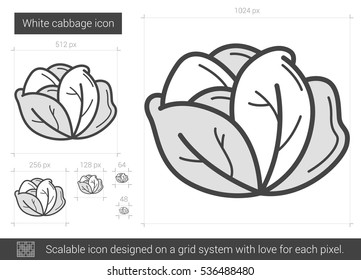 White cabbage vector line icon isolated on white background. White cabbage line icon for infographic, website or app. Scalable icon designed on a grid system.