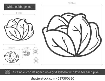 White cabbage vector line icon isolated on white background. White cabbage line icon for infographic, website or app. Scalable icon designed on a grid system.