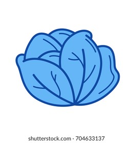 White cabbage vector line icon isolated on white background. White cabbage line icon for infographic, website or app. Blue icon designed on a grid system.