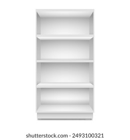 A white cabinet with shelves without doors. Vector illustration