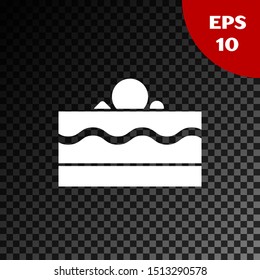 White Cake icon isolated on transparent dark background. Happy Birthday.  Vector Illustration