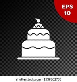 White Cake icon isolated on transparent dark background. Happy Birthday.  Vector Illustration