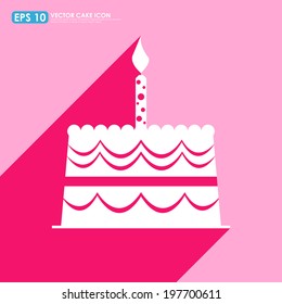 White cake icon on pink background