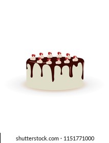 White cake with melting chocolate, vector