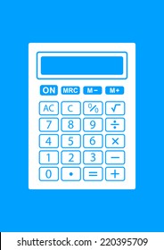 White calculator icon on blue background  