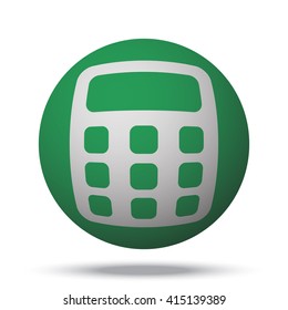 White Calculator icon on green ball