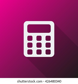 White Calculator icon on pink background