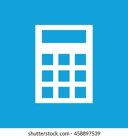 White calculator icon vector. Blue background