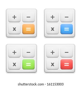 White calculator icon, vector eps10 illustration