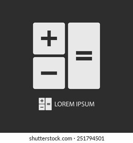 White calculator as logo with copyspace on dark grey background