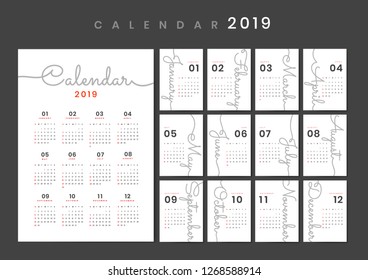 White calendar 2019 poster vector