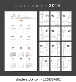 White calendar 2019 poster vector