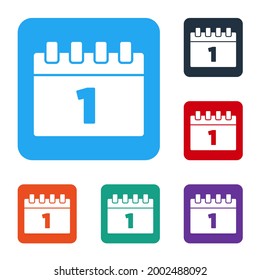 White Calendar with first september date icon isolated on white background. September 1. Date and time, day, month. Holiday. Set icons in color square buttons. Vector