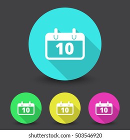 White Calendar icon in different colors set