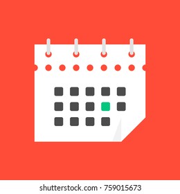 white calendar icon in flat style. simple trend modern calender logotype graphic design isolated on red background. concept of remember date or deadline reminder and daily plan for work or business