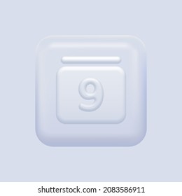 White Calendar Icon. Isolated Button. Vector illustration