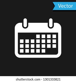 White Calendar icon isolated on black background. Vector Illustration