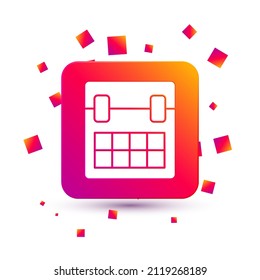 White Calendar icon isolated on white background. Event reminder symbol. Square color button. Vector Illustration