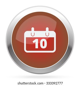 White Calendar icon on red web app button