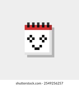 White calendar pixel art with smiley emoticon