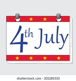 a white calendar with some text and stars for independence day